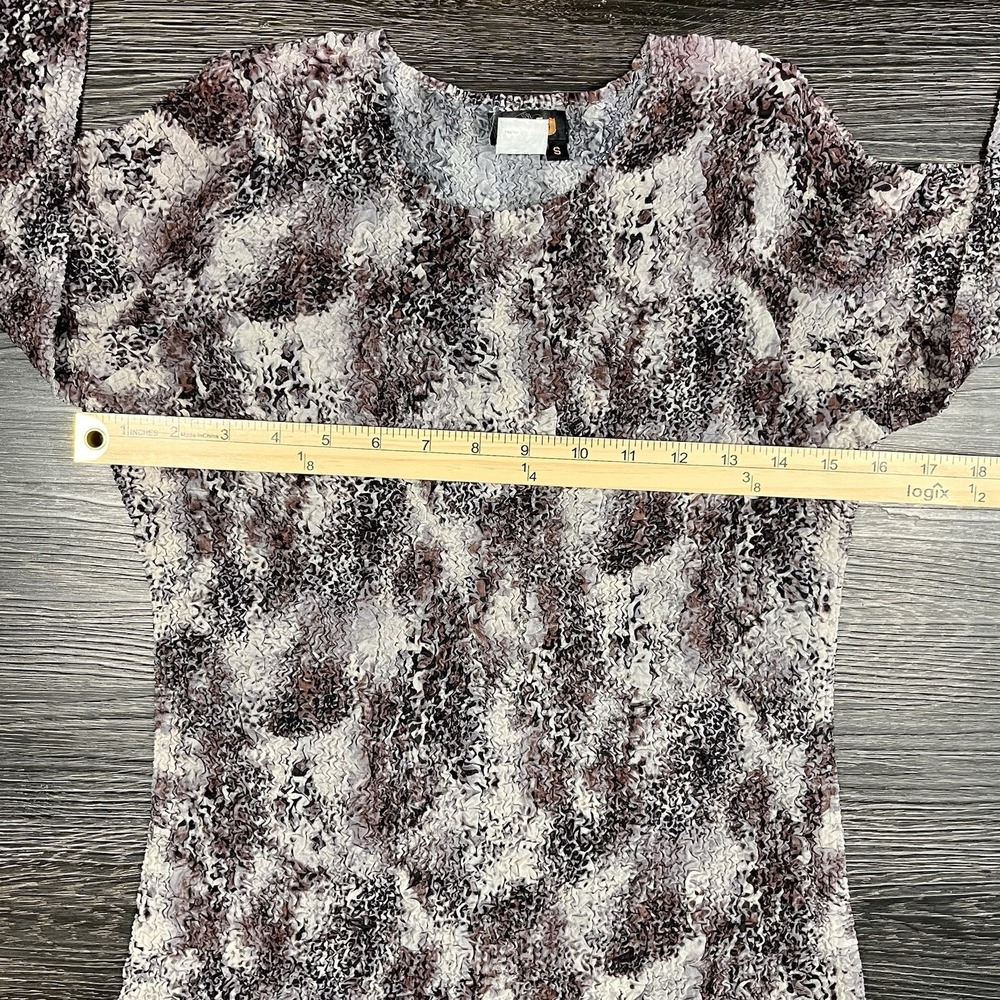 Ubu Womens Retro Textured Shirt Top Size Small Boho Stretch Mobwife Baddie Artsy - Picture 6 of 8